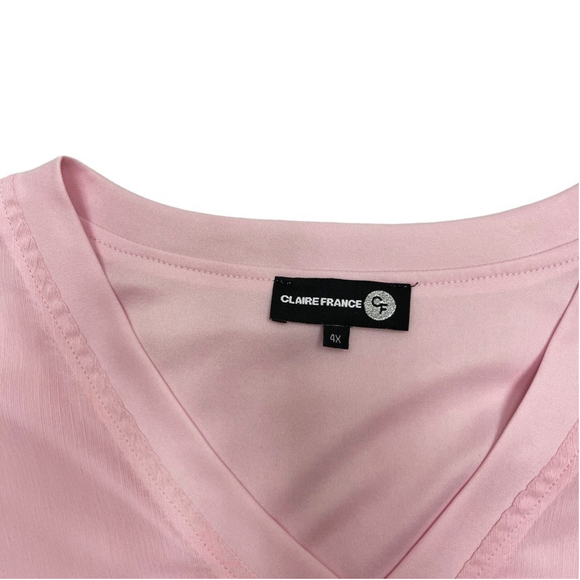 Claire France baby light pink size 4X US blouse layered short sleeves light - Picture 5 of 10